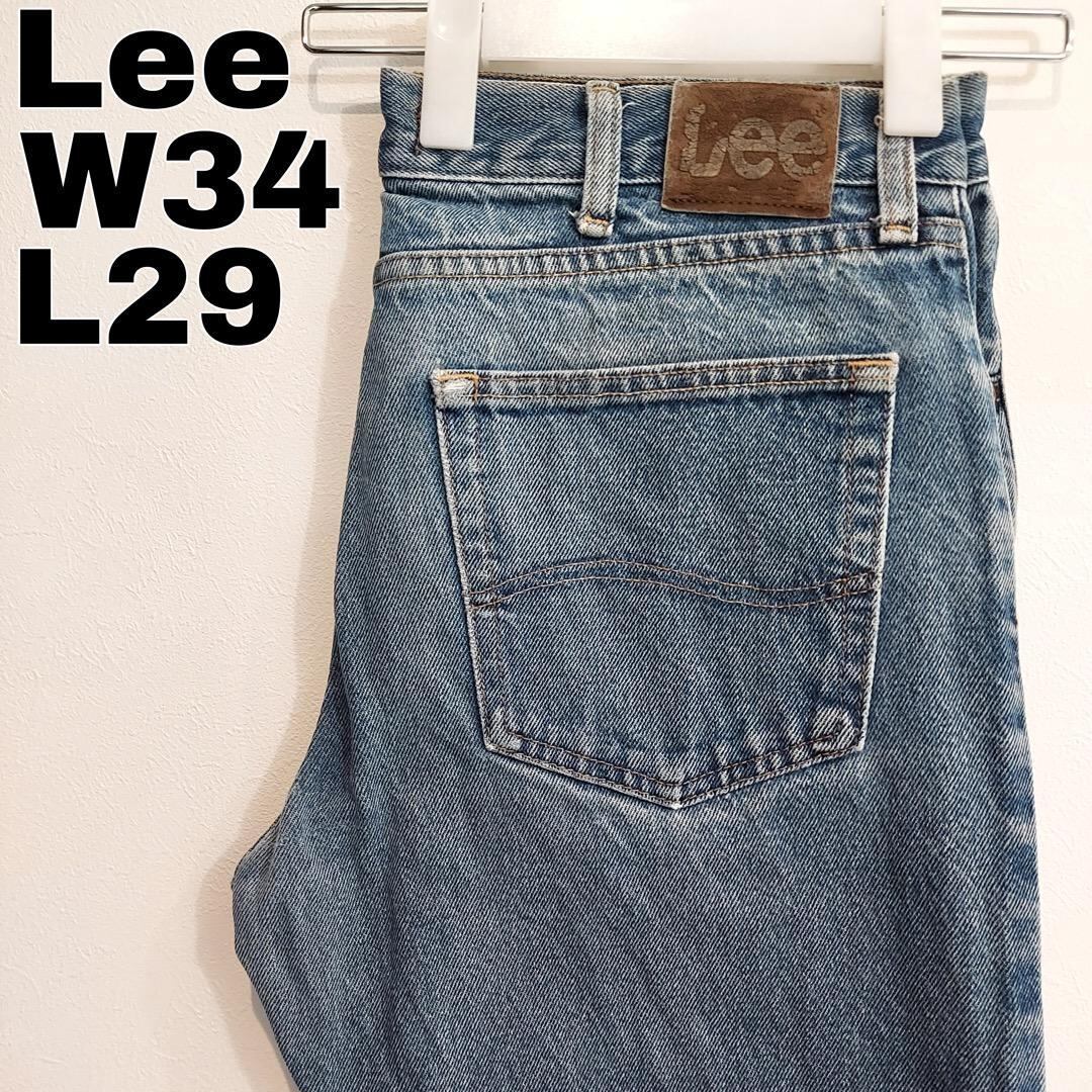 Lee リー W34 ブルーデニム ボトム パンツ ヒゲ 古着 青 13353