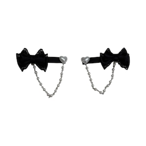 パールチェーンリボンヘアクリップ(2set)