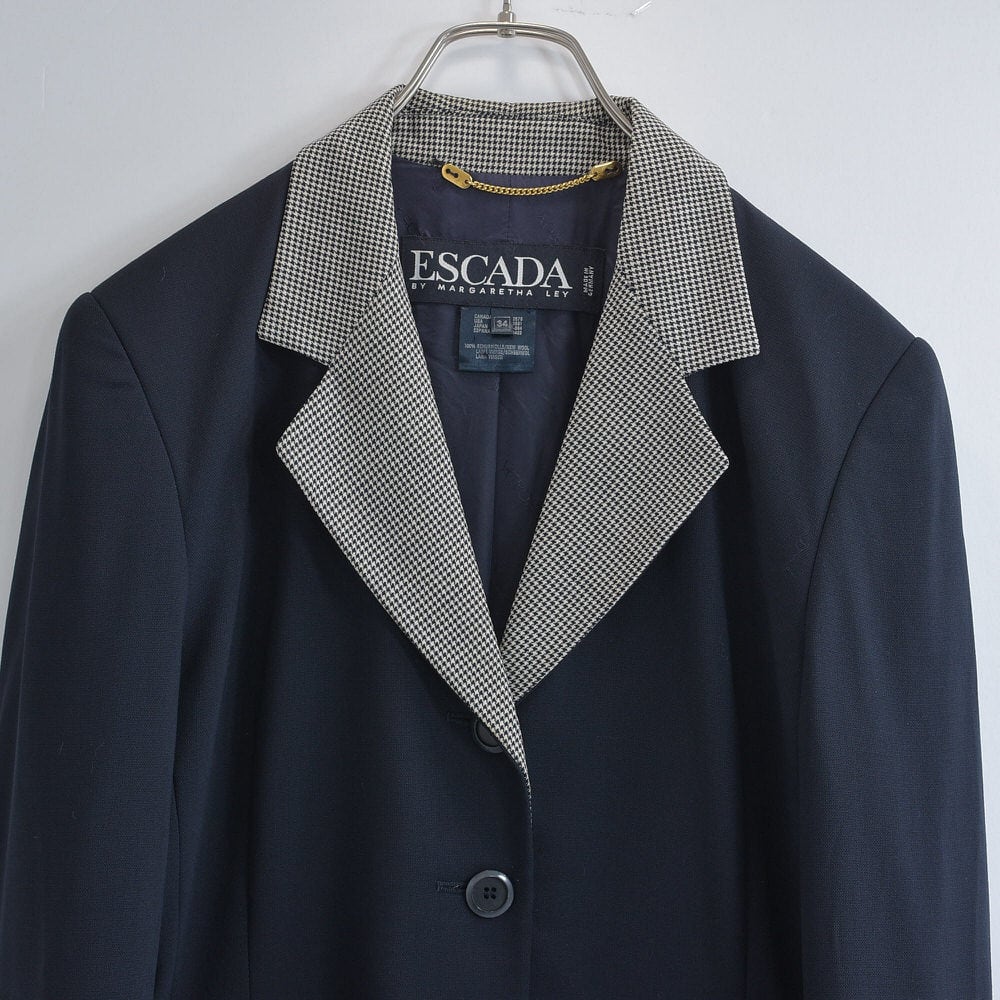 ドイツ製 ESCADA エスカーダ 千鳥チェック切替 テーラード ドイツ製 ESCADA エスカーダ 千鳥チェック切替 テーラード