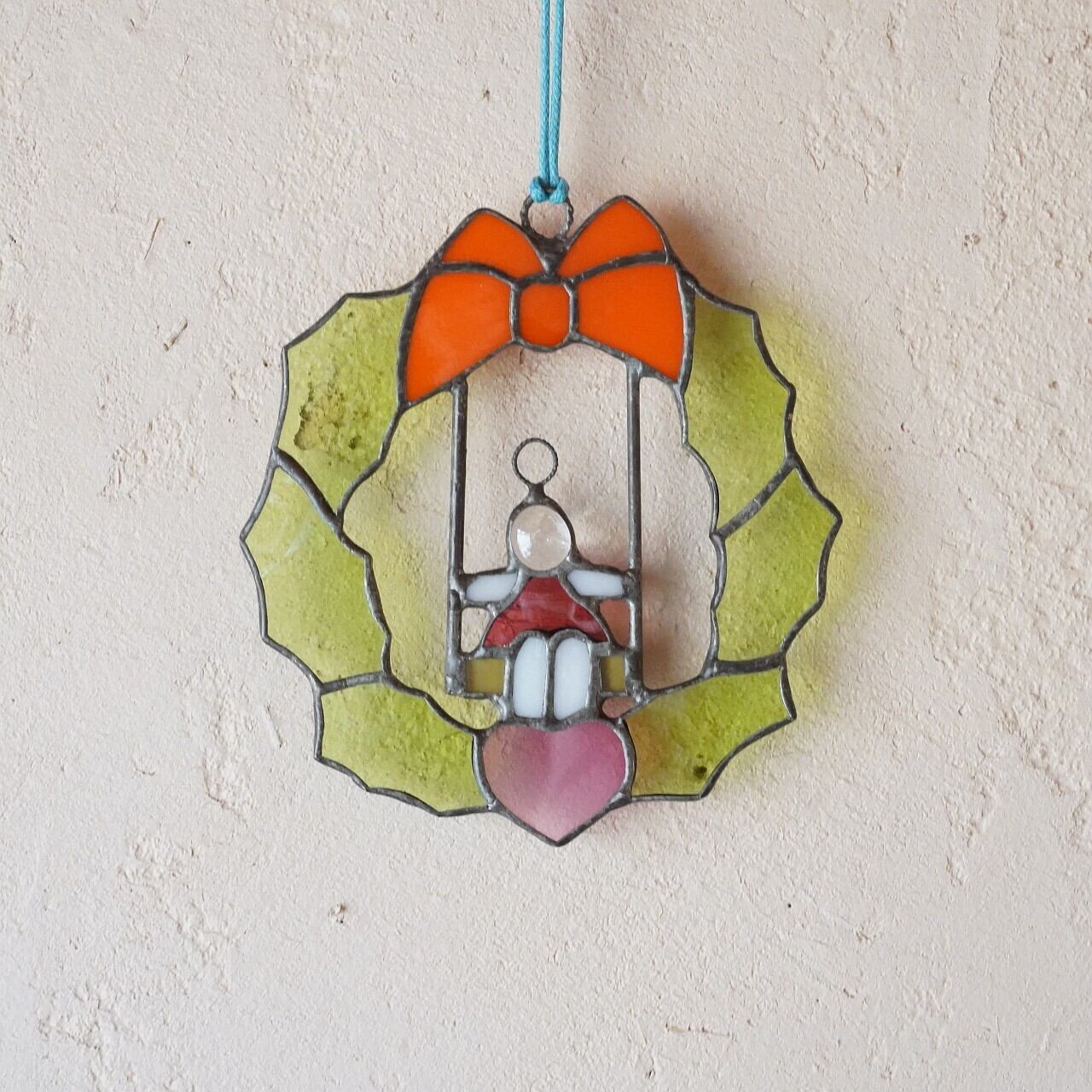 【森中 美佐江】ステンドグラスのミニリース ブランコ