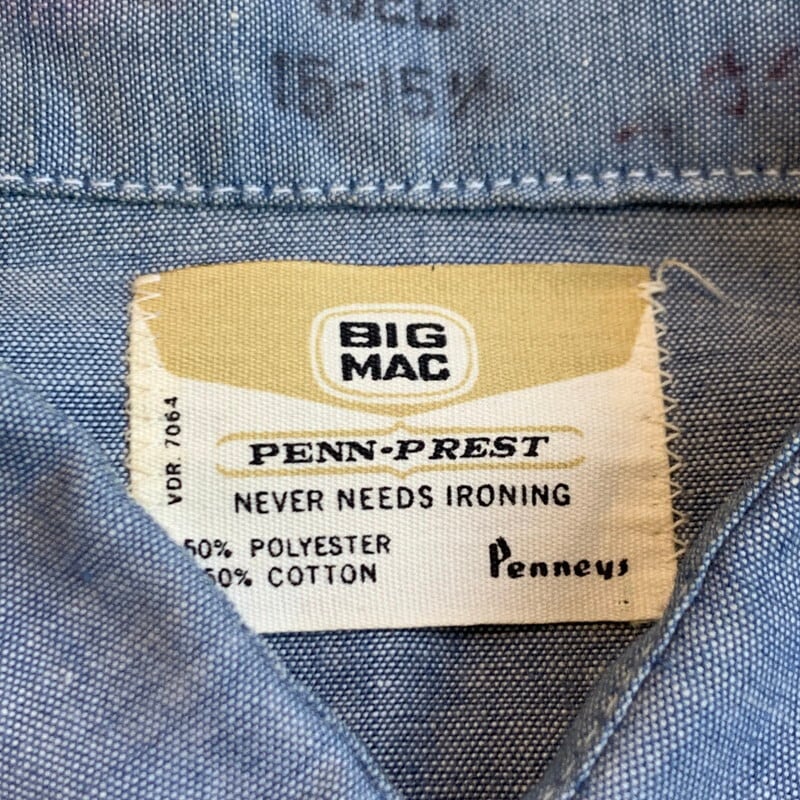 70's BIG MAC PENN-PREST シャンブレーシャツ ワークシャツ Pennys 