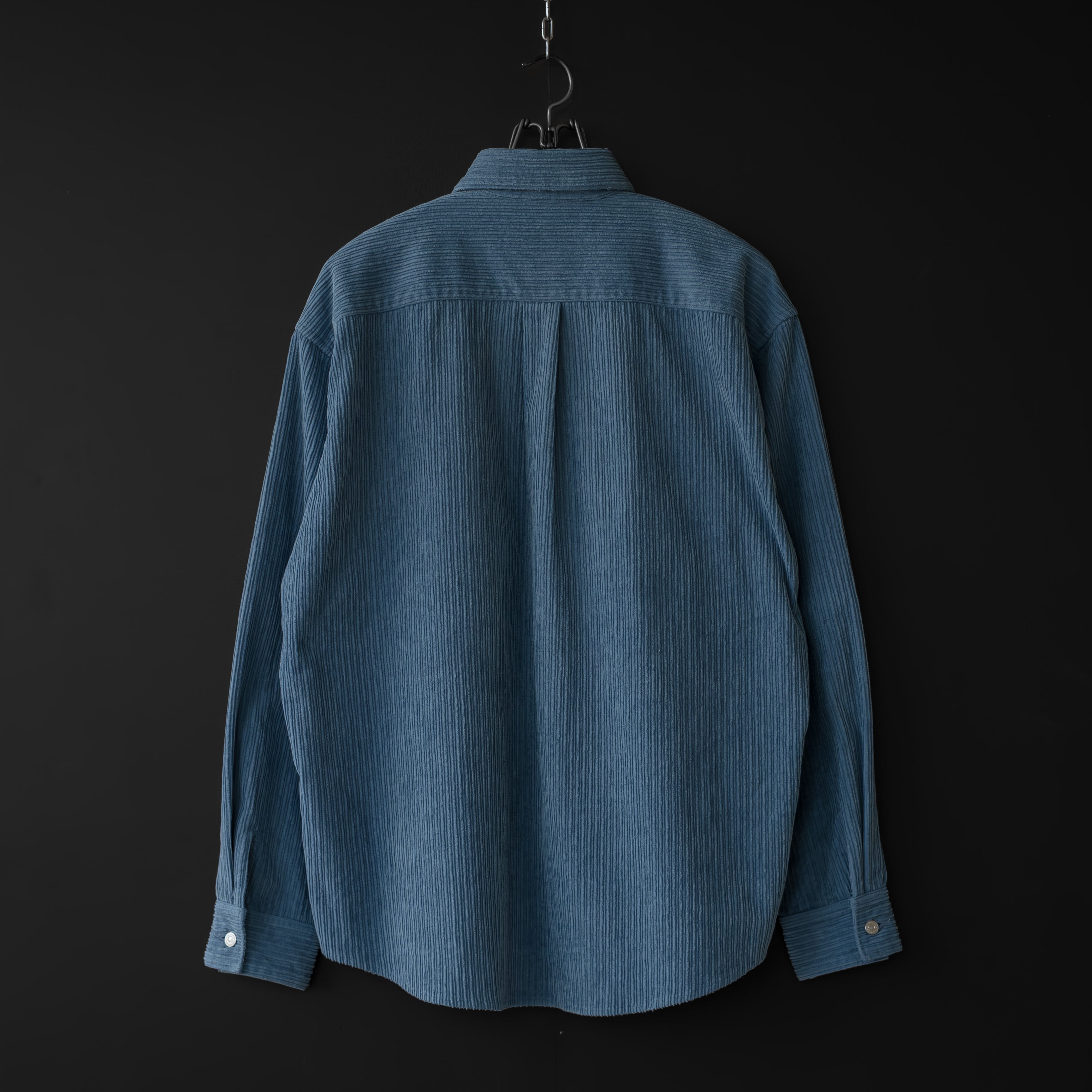 HOLIDAY】 DAMAGE CORDUROY BIG SHIRT JACKET (blue) | dros dro