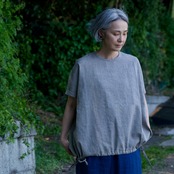 Ilma Blouse：イルマブラウス <light gray/kinari/gray>  　Linen × Cotton × Yak Wool
