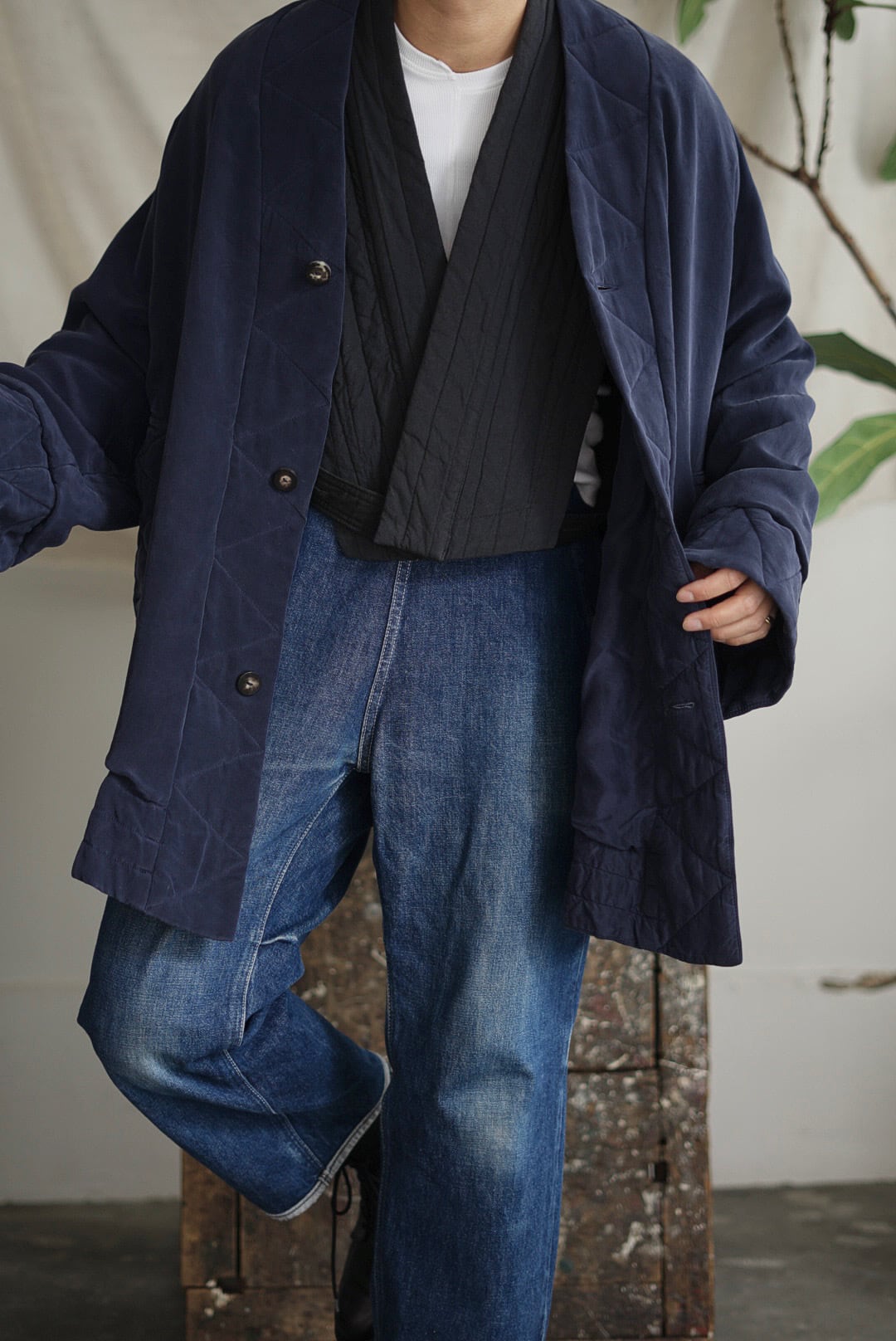 CHEZ VIDALENC - SILK COAT PUFFY / DARK NAVY | Brownie