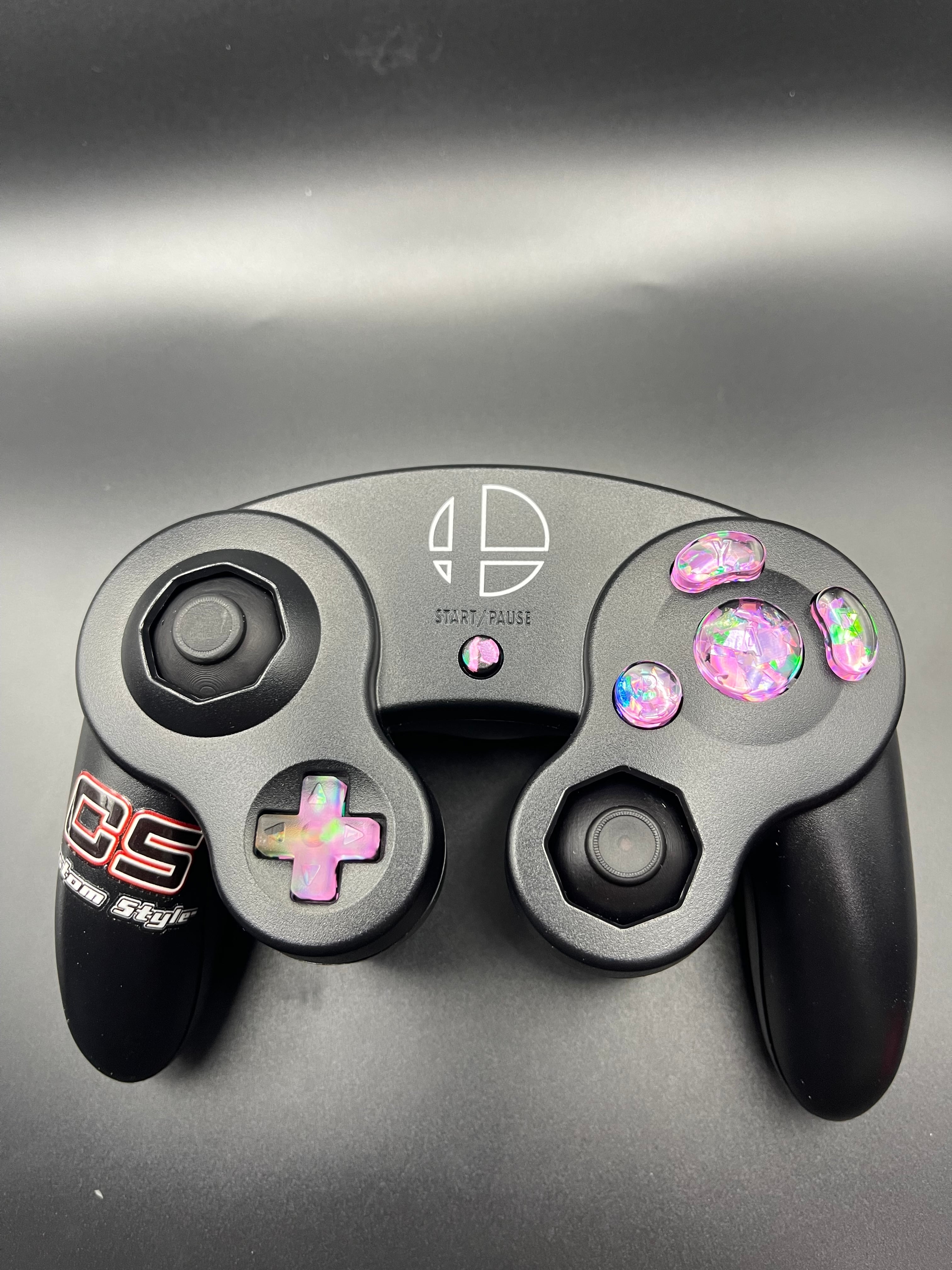 ゲームキューブコントローラー カスタムボタン 純正形状（ピンクホロ