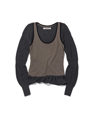 [MSCHF] RIPPLE LAYERED KNIT TOP_CHARCOAL/STRIPE ミスチーフ 正規品 韓国ブランド 韓国ファッション 韓国代行 韓国通販 mischief 日本 店舗