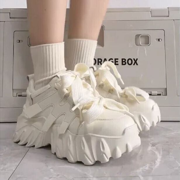 【韓国サンダル】5color おしゃれ モダン 22.5cm-25cm 厚底スニーカー 22.5~25.0cm かわいい ダブルレースアップ
