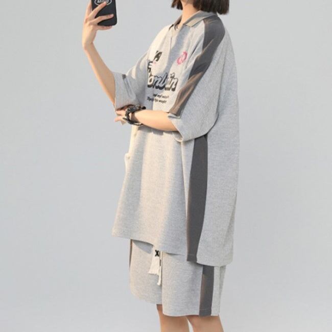 セットアップ レディース 韓国 ジャージ 夏 オーバーサイズ 半袖