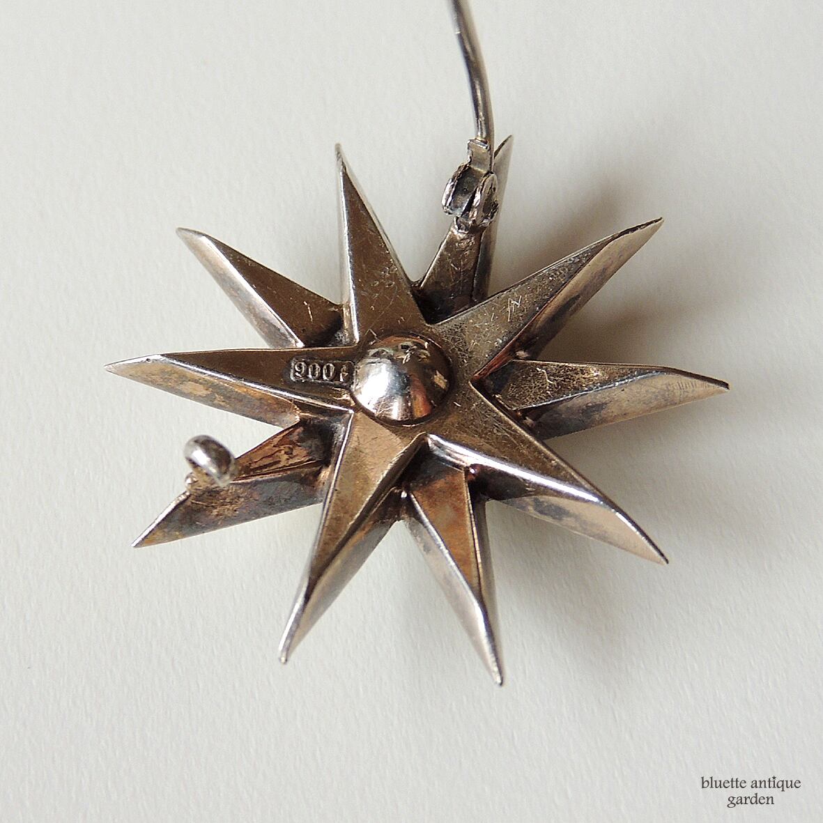 アンティークジュエリー シルバー900 スターバースト ブローチ
