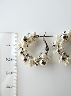random beads pearl hoop  pierce/earrings silver×pearl