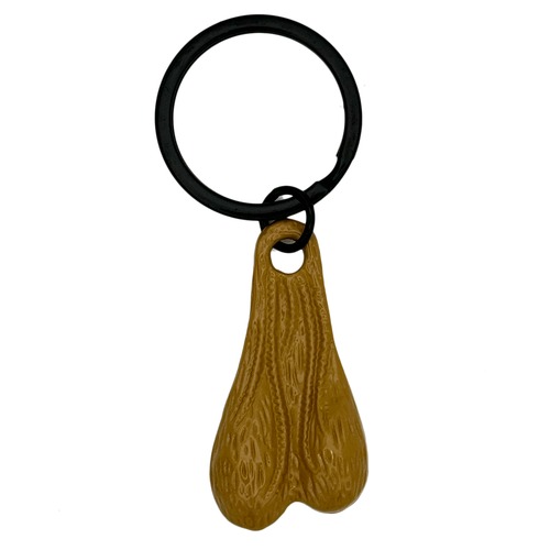 USA アメリカン 金運 ブルズボール 睾丸 キーホルダー バイカー ゴールデンナッツ キンタマ 金玉 キーフォブ お守り BEIGE ;TAMA-001J