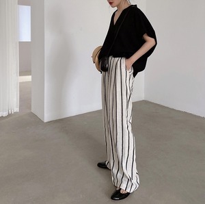 Striped wide pants　201357