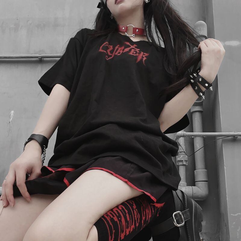 bunnybunnygun オリジナル春夏Y2K系 二次元サブカルメッシュ長袖 Miub オリジナル ロングTシャツ 半袖 ロゴ プリント サブカル系