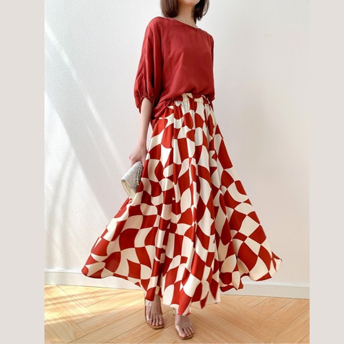Crimson Rhythm Maxi Skirt  I25143