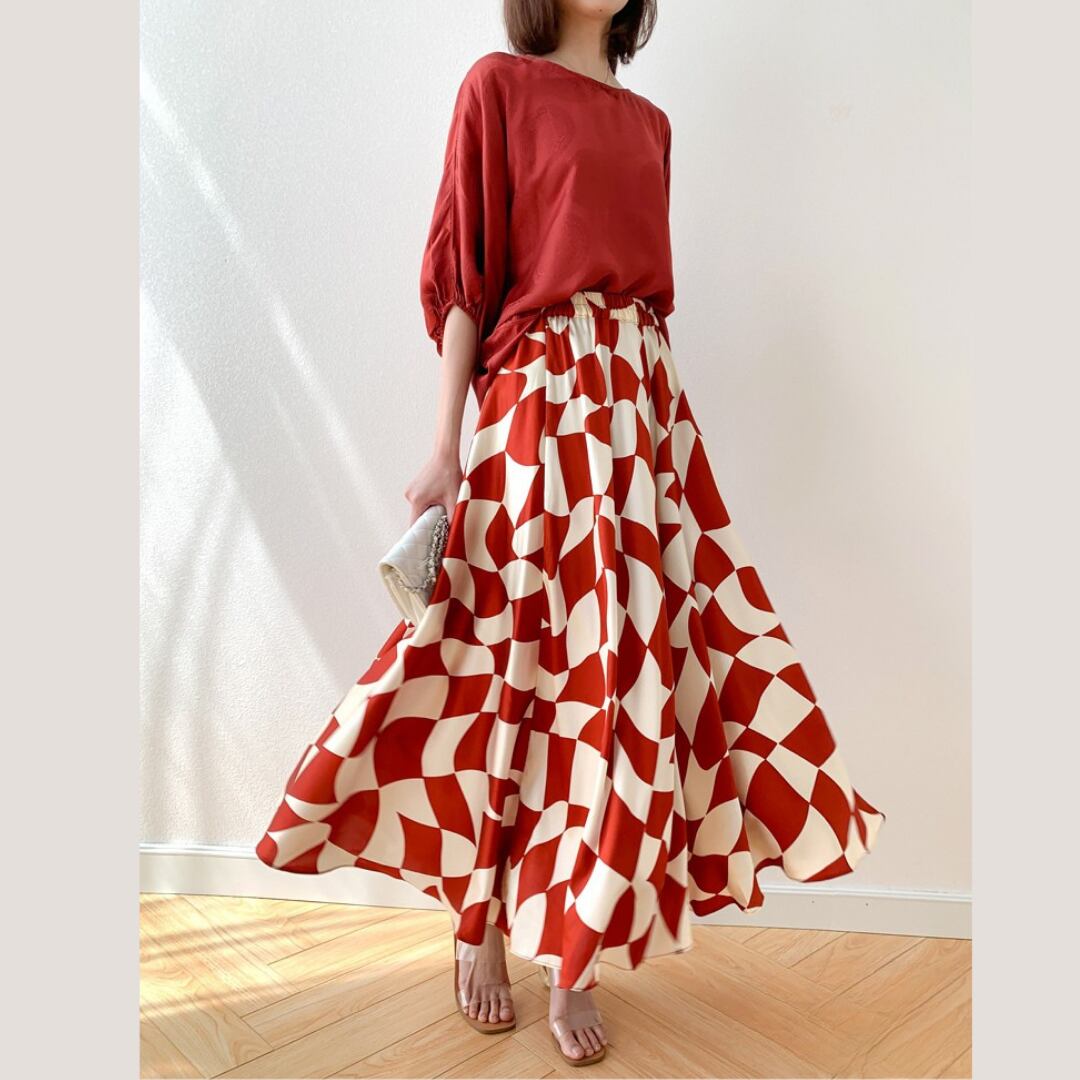 Crimson Rhythm Maxi Skirt I25143