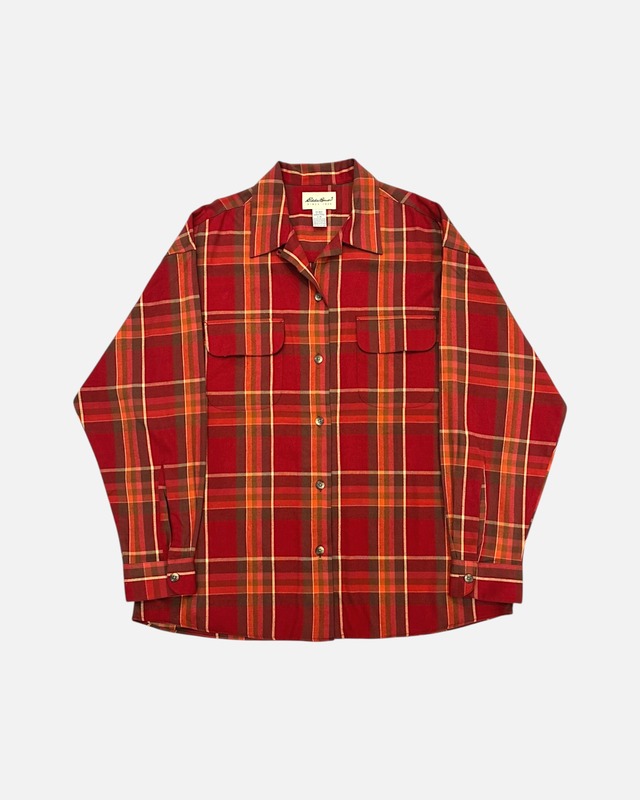 1990's Eddie Bauer open collar check shirt