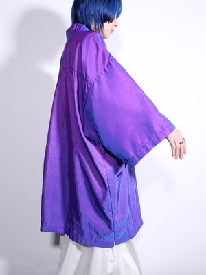 glossy fabric deep purple over silhouette nylon shirt