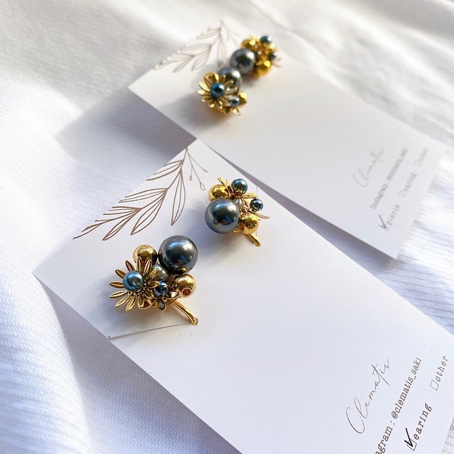 ◇D-5 変形マーブルイヤリング