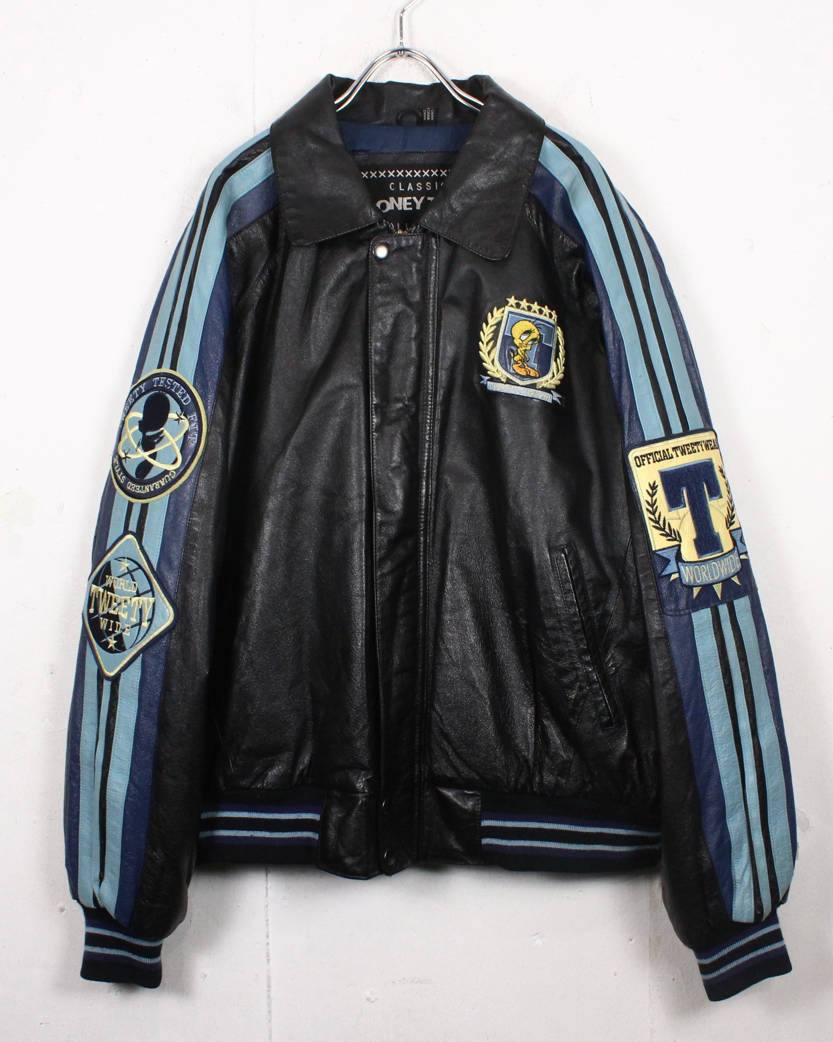 Caka act2】“LOONEY TUNES”“Tweety”Wappen Loose Leather Jacket