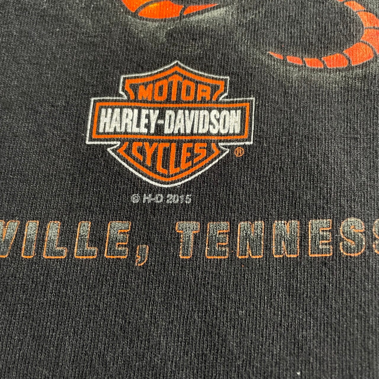 ハーレーダビッドソン パーカー スカル バックプリント 刺繍ロゴ 黒