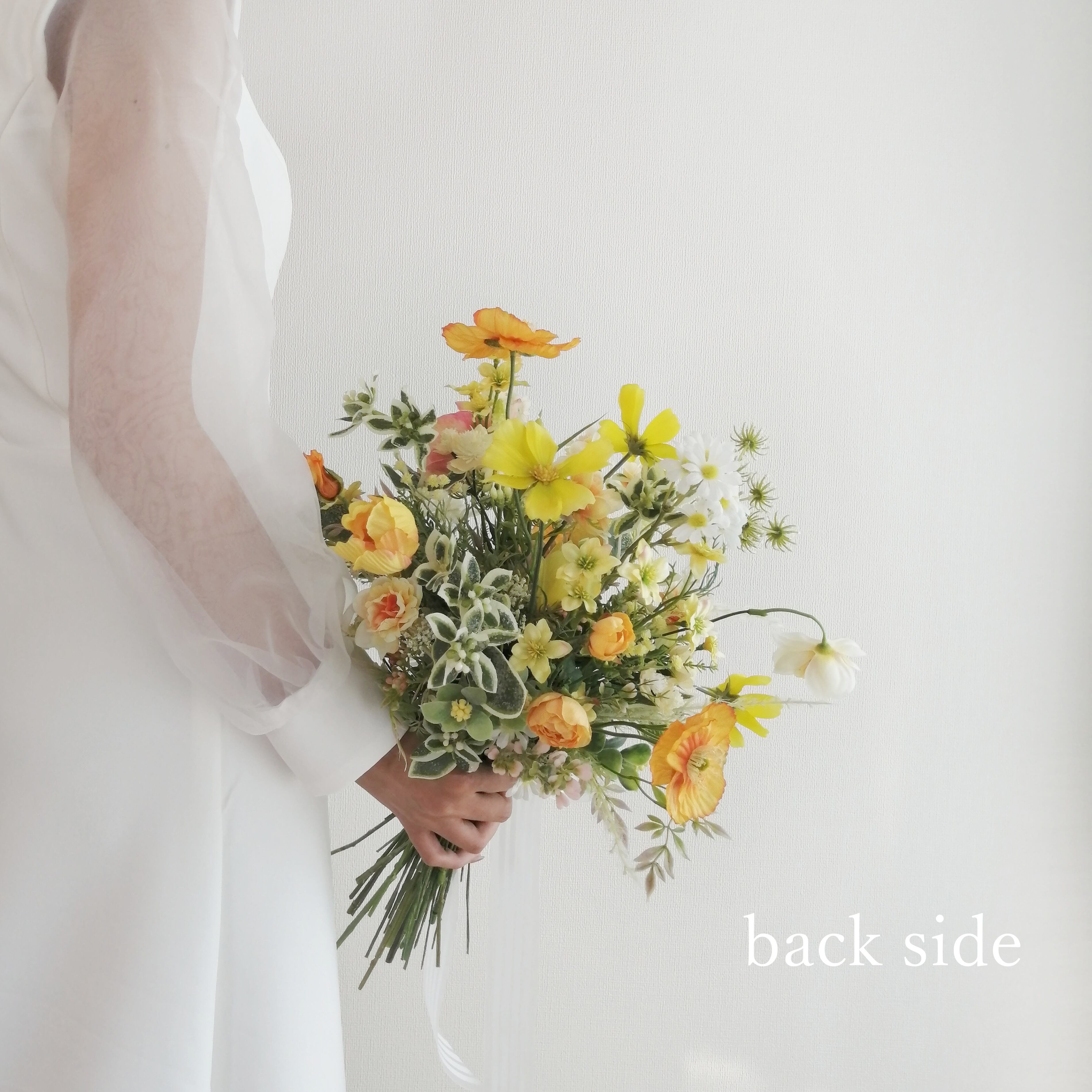 ポピーのイエローブーケとブートニア』ウェディングナチュラル黄色ホワイト