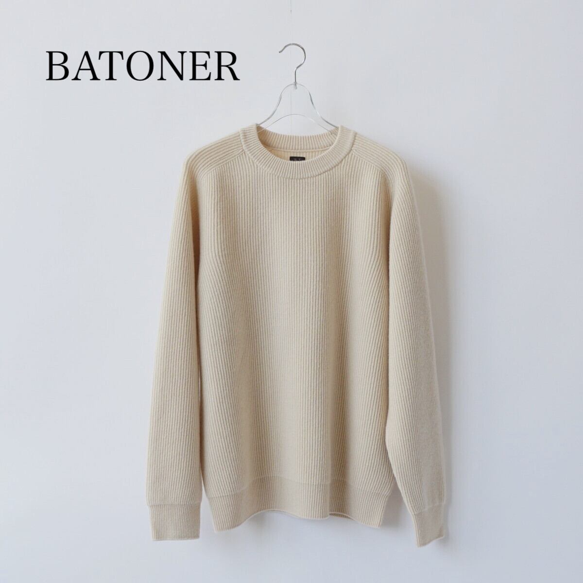 BATONER CASHMERE RIB CREW NECK バトナー　カシミヤ BATONER/バトナー・INNOCENT CASHMERE RIB CREW NECK | a flat shop