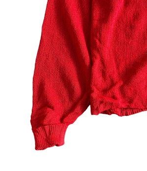 Vintage 60s Alpaca knit cardigan -RED-