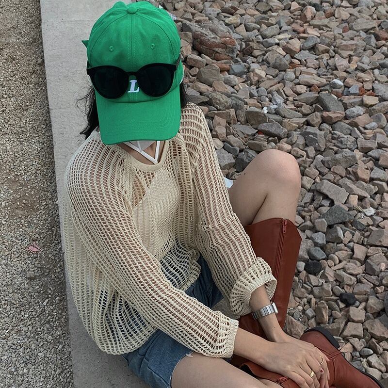 ニットセーター サマー薄手ルーズジャケット ロング ブラウス 夏物 1号婦人71675697842