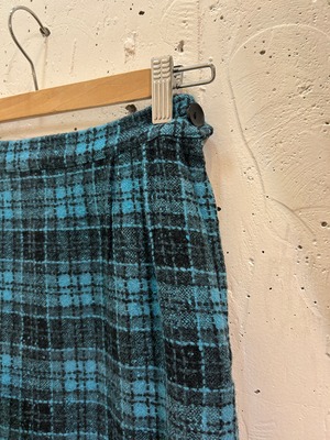 50's blue×black check skirt