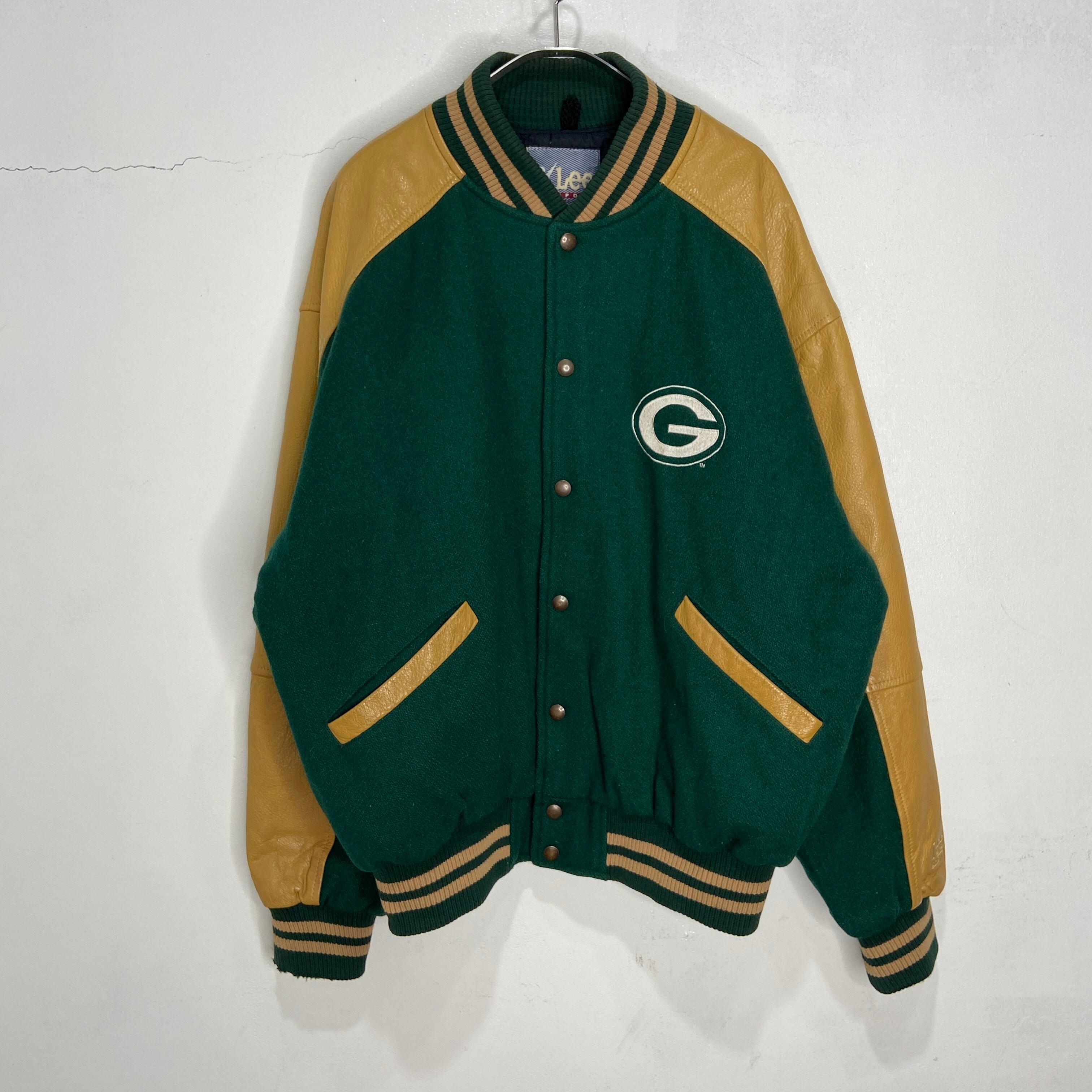 90s LeeSPORT グリーンベイパッカーズ レザー切替スタジャン 緑 90s LeeSPORT グリーンベイパッカーズ レザー切替スタジャン 緑