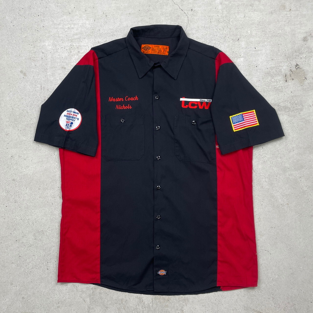 Dickies ディッキーズ 半袖 ワークシャツ 企業ロゴ刺繍 ワッペン 