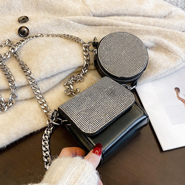 ウィンターミニチェーン 冬物 メッセンジャーバッグ 手作りハンドバック1801754859