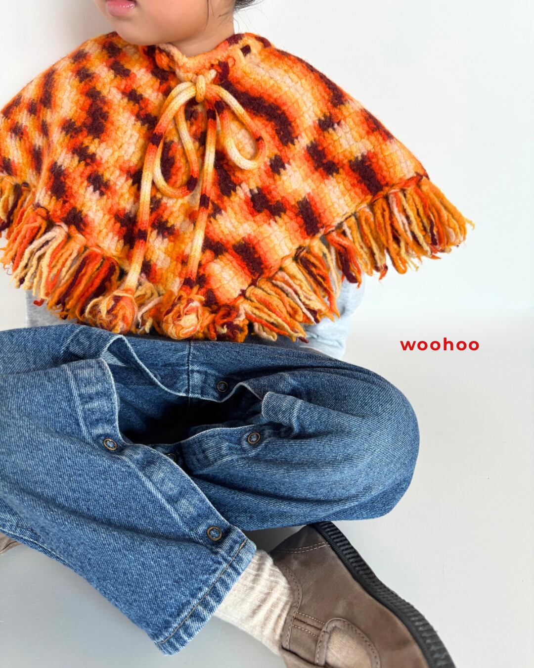 【3-5T相当・vintage 】ニットポンチョ