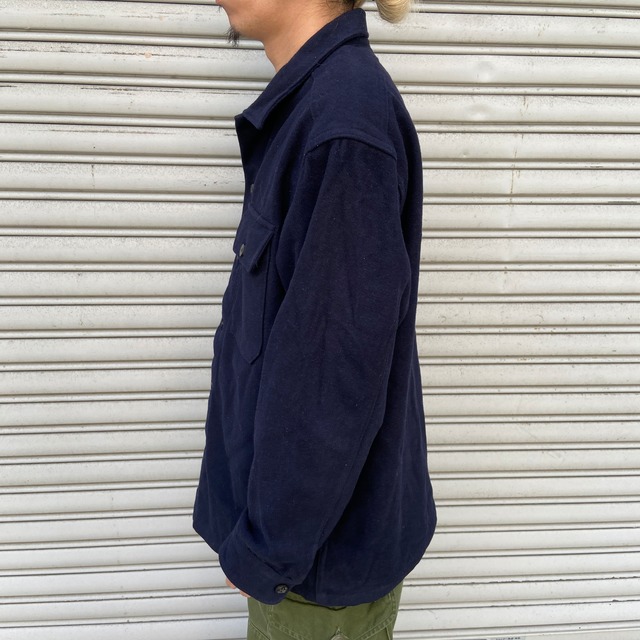 RalphLauren ラルフローレン CPOウールシャツ USNAVY 紺 L