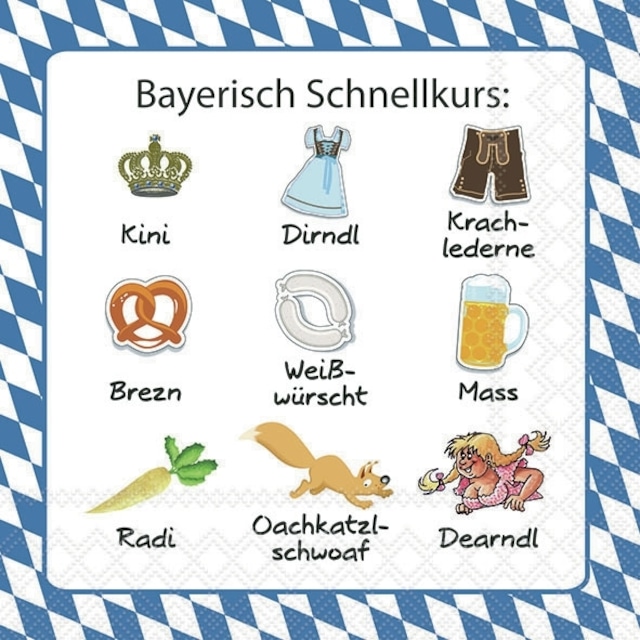 【Ambiente】バラ売り2枚 ランチサイズ ペーパーナプキン Bayerisch schnellkurs ブルー