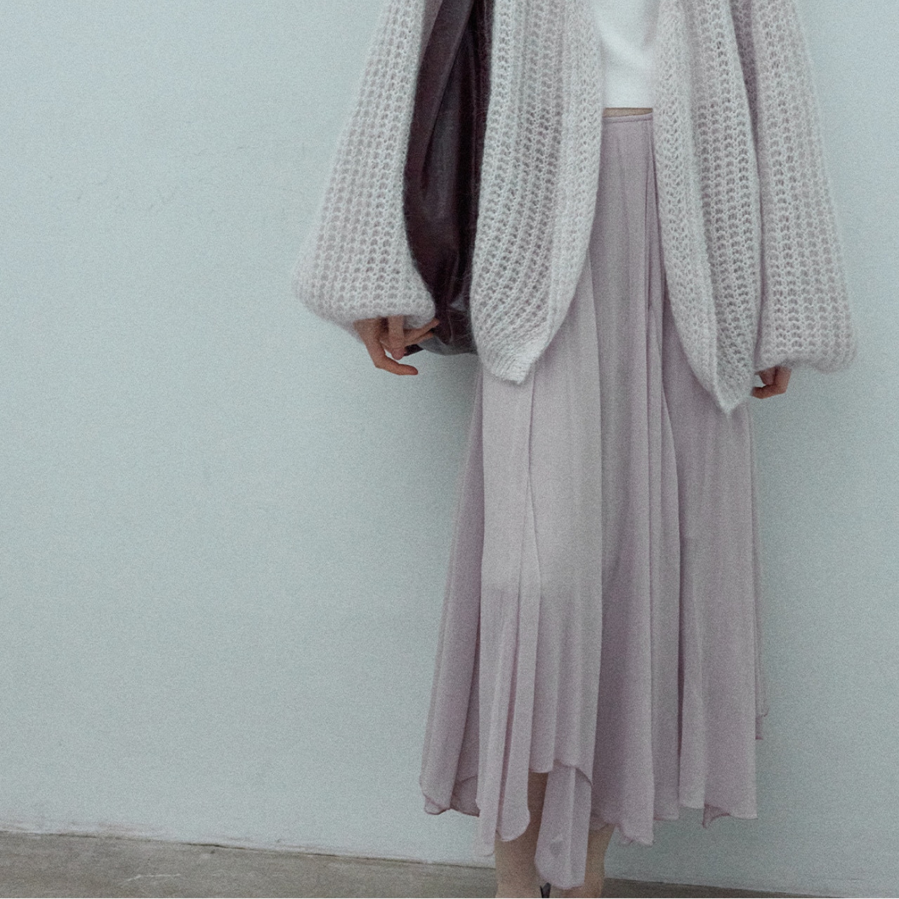 Sheer Flowing Midi Skirt T3669