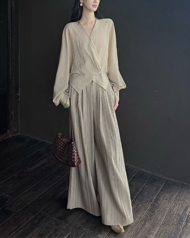 ストライプワイドパンツ　S25582