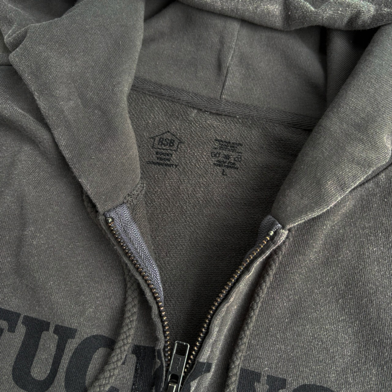 RIVERSIDE BASE 「FUCKIN' FUCK」FULLZIP HOODIE FADE BLACK