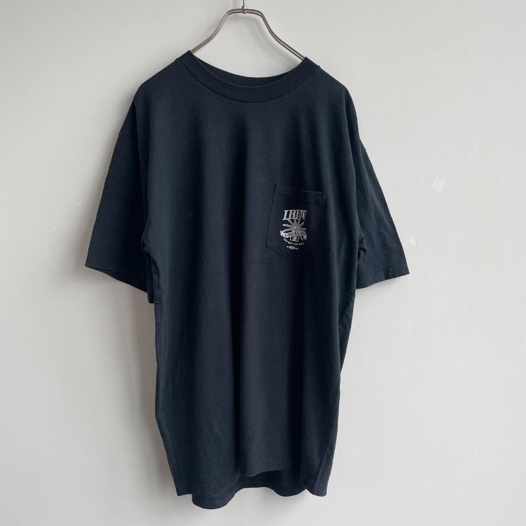 【GF191】 Tシャツ USA製 黒T ブラック ポケT BIGサイズ 90s