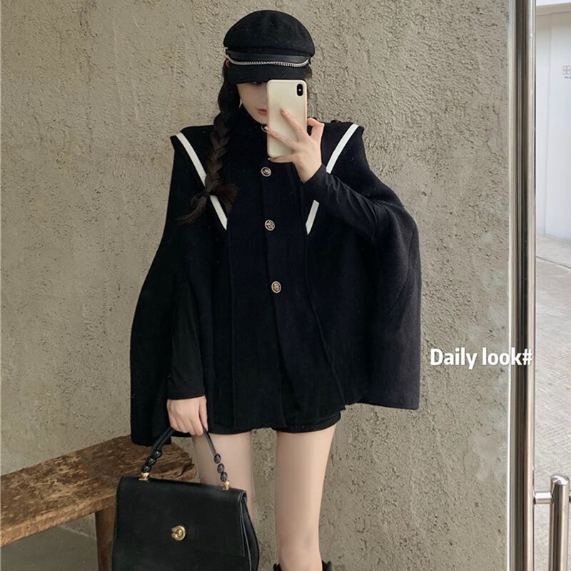 ブラックコート オータムウィンタースタイル 秋物 冬物 ブラックストロベリース21672564669