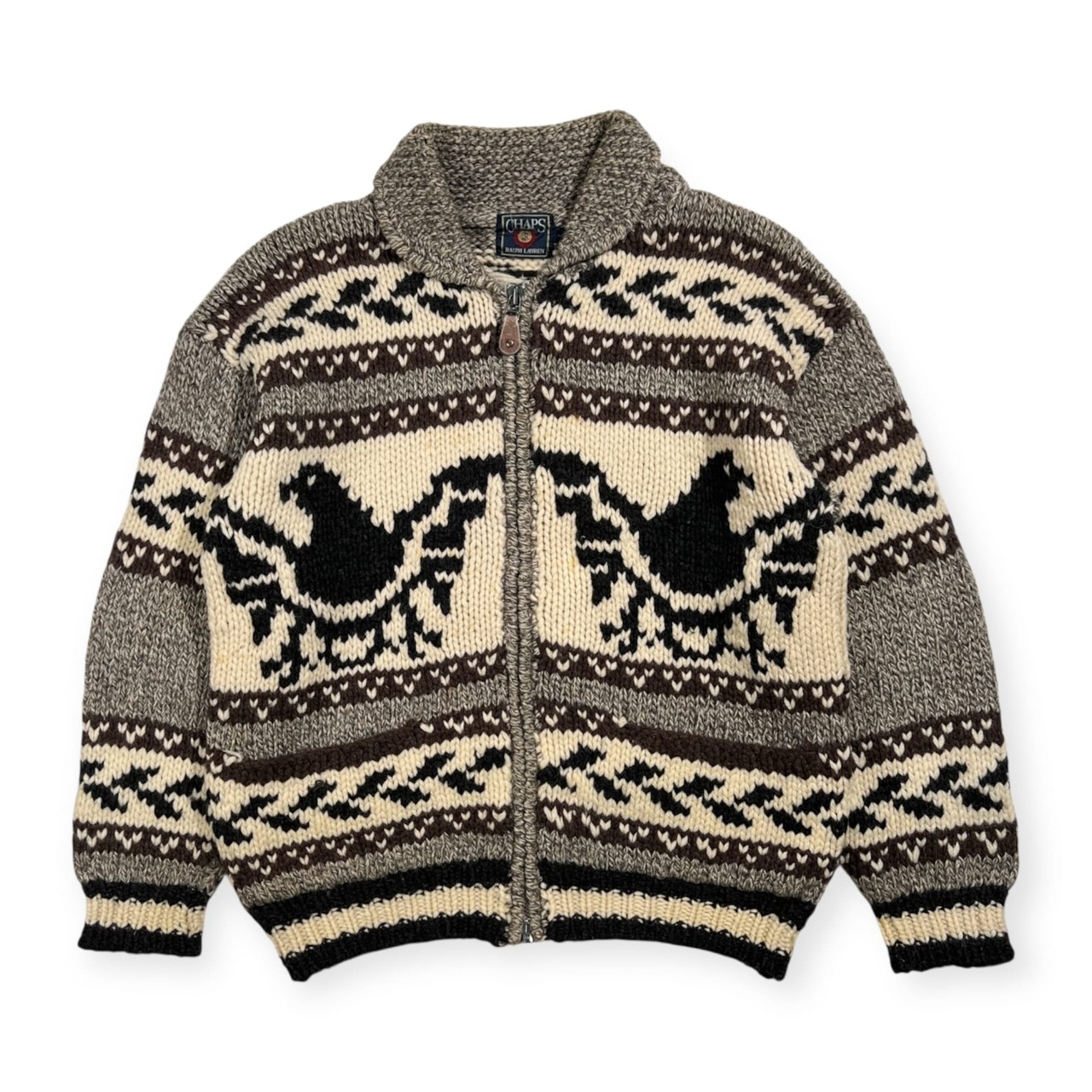 90s CHAPS RALPH LAUREN チャップス ラルフローレン ジップ カウチン ニット ジャケット サイズ L /ビンテージ/日登美