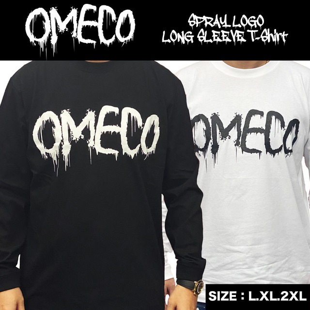 OMECO  スプレーロゴ ロングスリーブ Tシャツ ブラック/ホワイト【ご注文から4週間前後での発送】