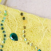 社交ダンス 衣装 スタンダード ドレス ワンピース スタンダードドレス フロート レース 黄色 デモ 競技 ダンス パーティ 発表会 つきおか 落ち感 スカート ふんわり ゆったり クラシック 上品 ダンスウェア 舞台衣装 ビジュー オシャレ かわいい