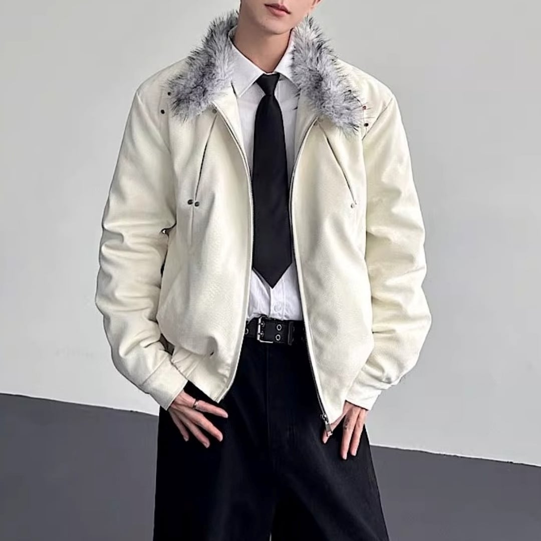 パイソン柄 ファー付きボンバージャケット 2カラー D12109