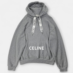 CELINE セリーヌ 21AW Loose Sweatshirt In Cotton Fleece ドローコード ロゴ ルーズ コットン プルオーバー パーカー スウェット 2Y468052H グレー トップス / J&NREUSE メンズ トップス