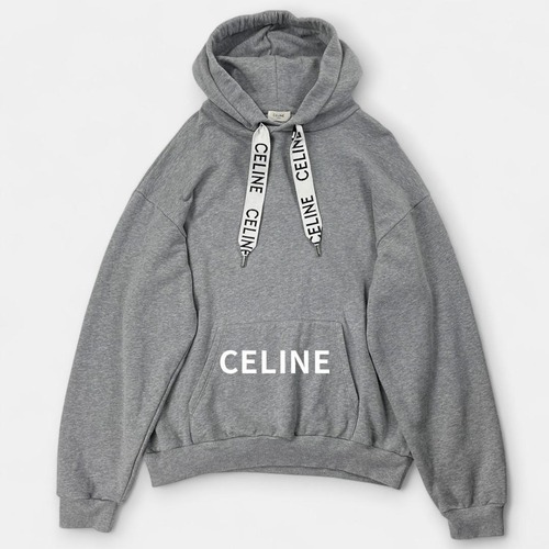 CELINE セリーヌ 21AW Loose Sweatshirt In Cotton Fleece ドローコード ロゴ ルーズ コットン プルオーバー パーカー スウェット 2Y468052H グレー トップス / J&NREUSE メンズ トップス
