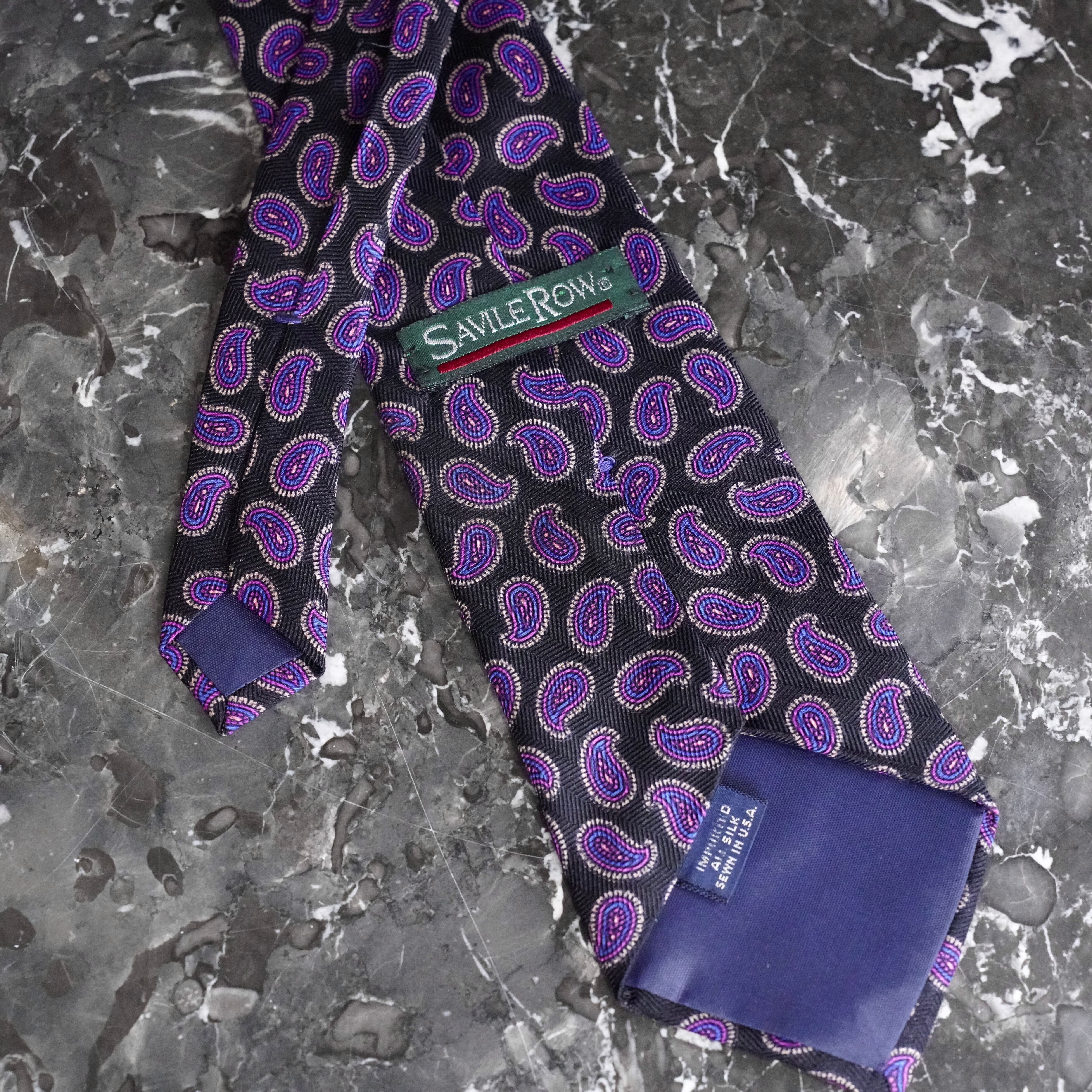 80's〜90's USA VINTAGE SAVILE ROW PAISLEY PATTERNED SILK TIE/80