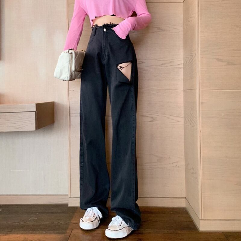 ウェストジーンズ スプリングルーズワイドレッグパンツ ロング 春物 ワイドパンツ 1号婦人24810732526