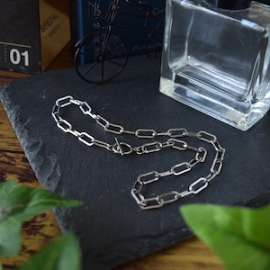 ステンレスシンプルペーパークリップマンテルチェーンネックレス