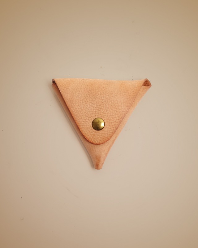Waxed Leather Coin Case  #Beige